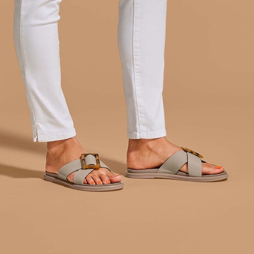 OluKai Women's Taupe Tqtq La'i Versatile Slide Flat Sandal Size 11